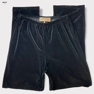 Double D Ranch Velvet Pants with Wide Leg, Elastic Waist Medium Black